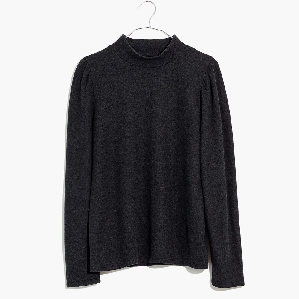 Madewell (Re)sourced Plush Mockneck Puff-Sleeve Top - Size Medium